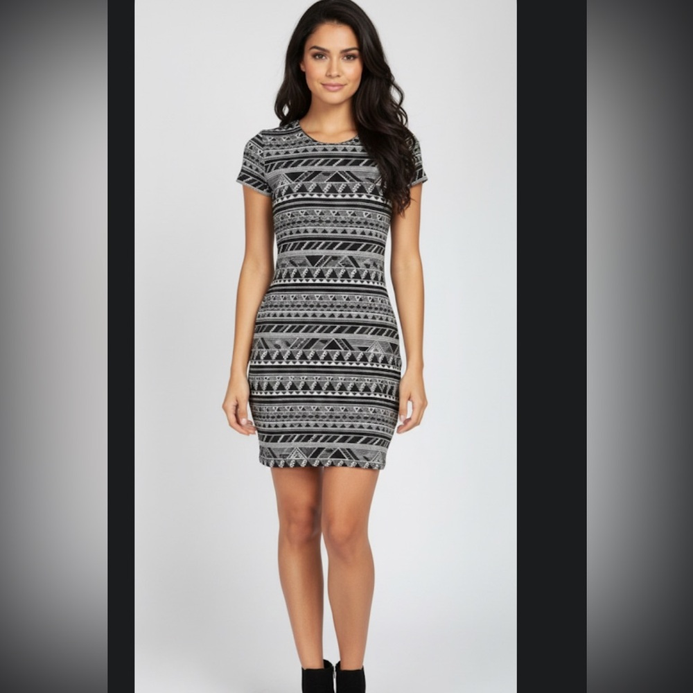 PINK Victoria's Secret Black and White Geometric Mini Dress